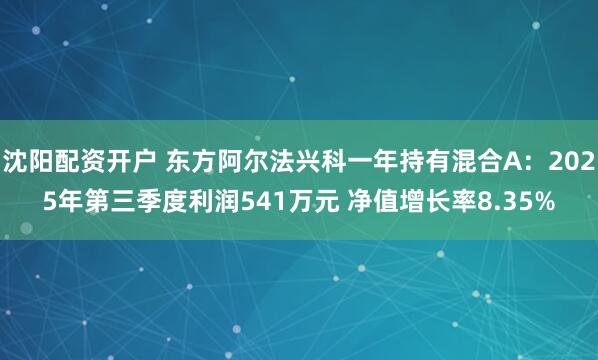 沈阳配资开户 东方阿尔法兴科一年持有混合A：2025年第三季度利润541万元 净值增长率8.35%